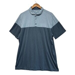 Travis Mathew Mens Size XL Blue Colorblock Heathered Performance Golf Polo Shirt